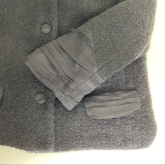 Alice + Olivia Asymmetrical Boucle Wool Silk Jacket Blazer Black Size Small - Picture 4 of 8